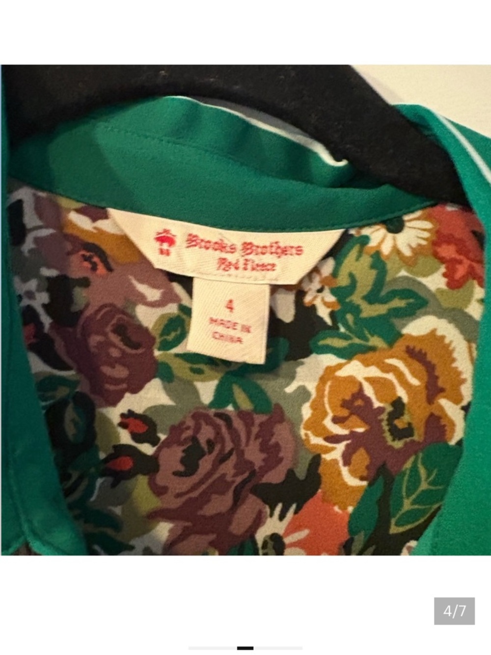 Brooks Brothers Red Fleece Floral Print Pleated Long Sleeve Shirt Dress size 4 - Picture 5 of 7